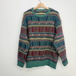 Brittany Ltd Vintage 100% Wool Knit Earthtone Crewneck Pullover Sweater